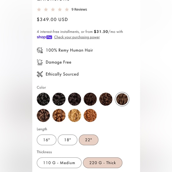 Bebonia Clip-in Extensions: Curly, Light Brown, 22”, 220G - Picture 2 of 5